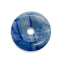 Polished natural dark blue stone donut pendant with unique marble texture and center hole - 50mm / Deep Blue