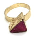 Anillo dorado ajustable con piedra druzy rosa triangular y textura de mineral - Estilo Triángulo Rosa Rojo (7)