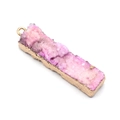 Irregular purple druzy stone pendant with gold plated edges and metal top loop - 8x38-12x43mm / Pink