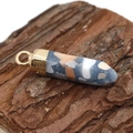Blau-rosa marmorierter sechseckiger Säulenanhänger mit goldenem Metallverschluss - Nur Anhänger (Ohne Kette) / Terrazzo Blau (Nr. 3)