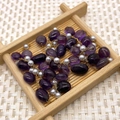 Oval purple amethyst and white ABS pearl necklace with a 14K gold-plated stainless steel chain - Irregular Size Roll / Deep Purple Amethyst