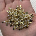 DIY jewelry chain with gold teardrop charms and white beads held in hand for scale - 3x9mm / White