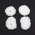 Macro view of four natural white crystal slices with unique eye patterns on dark background - Large Size Style / White