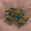 Blue faceted gemstone beads with gold wire-wrapped chain for DIY jewelry making - 10m/Roll / Style 6 (Sky Blue)