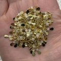 Golden chain necklace with white stones and polished teardrop pendants in hand - 3x9mm / Clear White