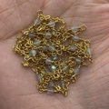 Golden chain with faceted gray natural stone beads for DIY jewelry making and bracelets - 10m/Roll / No.7 (Gray)