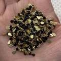 Golden faceted black bead chain with teardrop metal sequins for DIY jewelry making - 3x9mm / Black