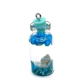 Blue mermaid bubble glass bottle pendant with sea shell and matching rubber stopper - 16x42mm / Blue (Style 1)