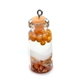 Colgante de botella de vidrio con tapón de goma naranja y cuentas doradas interiores - 16x42mm / N.º 7 (Naranja)