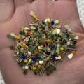 Gold-plated chain with multi-color beads and teardrop pendants for DIY jewelry making - 3x9mm / Multicolor