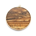 Natural picture stone round pendant with gold frame for DIY necklace jewelry making - Jasper