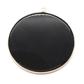 Black agate stone pendant with gold metal rim and circular hook for DIY jewelry making - Black Agate