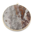 Round natural stone pendant with gold metal frame and grey marble textures for DIY jewelry - Grey Brown White Texture (7)