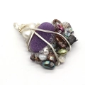 Handmade wire-wrapped pendant with purple druzy stone and mixed color baroque pearls - Purple Druzy Style (No. 1)