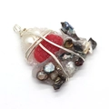 Handmade wire-wrapped heart stone pendant with colorful baroque pearls and crystals - Red Heart Stone Style (No. 2)