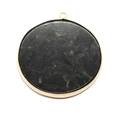 Pendentif rond en pierre naturelle verte avec cadre doré pour bijoux DIY - Rhyolite