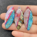 Vibrant colorful imperial stone pendants with unique marquise shape for DIY jewelry making - Style 2 (Pink and Blue Multicolor)