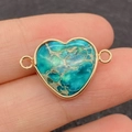 Connettore a cuore in pietra imperiale con placcatura in oro per gioielli fai-da-te - Stile con Motivo a Rete Blu-Verde (n.2)