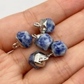 Natural sodalite stone pendants with silver-plated bails for DIY jewelry making - Sodalite (White Spotted Blue)