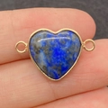 Connettore a cuore in lapis lazzuli dorato con doppi anelli per gioielli fai da te - Stile Lapislazzuli Blu Profondo