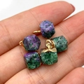 Fünf facettierte Rubin-Zoisit-Anhänger mit vergoldeten Ösen für DIY-Schmuckherstellung - 8x12mm 2g/Stk / Rubin-Zoisit