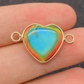 Connecteur turquoise en forme de cœur avec bord doré et dégradé arc-en-ciel - Style Dégradé Arc-en-ciel (No.6)