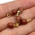 Waterdrop-shaped reddish brown goldstone pendants with gold caps for DIY jewelry - Goldstone Style (5037910906833)