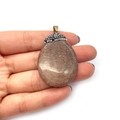 Water drop natural smoky stone pendant with gold clasp and micro-pave crystals - No.12 (Brown)