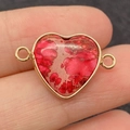 Pendentif connecteur turquoise en forme de cœur avec bordure dorée et doubles boucles - Style Entrelacé Rouge-Blanc-Brun (No.9)