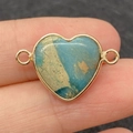 Connecteur cœur en turquoise et bordure dorée pour la création de bijoux DIY - Style Naturel Bleu-Brun (No.10)