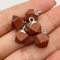 Brown goldstone faceted pendants with silver metal bails for DIY jewelry making - Gold Sandstone