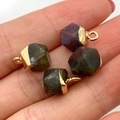 Set mit 4 Naturstein-Anhängern in verschiedenen Farben mit goldener Beschichtung - 8x12mm 2g/Stk / Nr. 13 (Gemischte Mineralfarben)