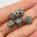 Set of four mini faceted labradorite stone pendants with silver metal edge for jewelry DIY - Labradorite