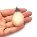 Elegant waterdrop shape pink natural stone pendant with sparkling rhinestone silver cap - No.17 (Pinkish)