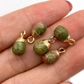 Five drop-shaped unakite gemstone pendants with gold bails for DIY jewelry making - Unakite Style (5037910906839)
