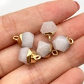 Fünf facettierte hellrosa Quarz-Anhänger mit Goldkappe für DIY-Schmuck auf der Handfläche - 8x12mm 2g/Stk / Nr. 15 (Blassrosa Geometrisch)