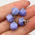 Five faceted lilac blue lace agate stone pendants with silver metal loop for DIY jewelry - Lavender Agate
