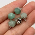 Handheld green aventurine faceted stone pendants with silver metal clasps for jewelry making - Green Semi-precious Stone