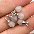 Five-piece teardrop rose quartz pendants with silver bail shown for size scale - Rose Quartz Silver Cap Style (5037910906845)