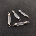 Set of four clear crystal hexagonal column pendants with silver plated metal connectors - Double Hole Style / Silver