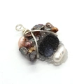 Baroque pearl and black druzy crystal handmade wire wrapped pendant on white background - 30x45-35x48mm / No.5 Black