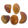 5er-Set natürliche gelbe Drachenader-Achat-Anhänger in Herz- und Ovalform für DIY-Schmuck - Orangegelbe Basis Purpurrot Netz-Drachenader-Stil (031) / 35-55mm (5 Stück)