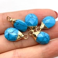 Polished faceted blue turquoise waterdrop pendants with elegant gold metal caps - Teardrop (10x19mm) / Blue Turquoise