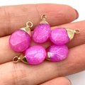 Faceted teardrop amethyst pendant with golden bail, 10x19mm natural stone jewelry - Teardrop (10x19mm) / Rose Purple (No. 2)