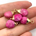 Fuchsia faceted teardrop natural stone pendants with golden clasps for DIY jewelry - Teardrop (10x19mm) / Rose Red (Style 3)