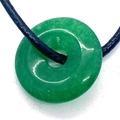 Green natural stone Ping'an button pendant with black woven cord necklace for DIY jewelry - Jade Green Style (4)