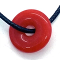 Vibrant red carnelian donut pendant with adjustable black braided cord necklace - Red Agate Style (5)
