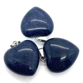 Gepolijste blauwe goudsteen hartvormige hangers met zilveren metalen clips - Blauwe zandsteen