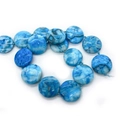 Natürliche blaue Achatperlen 25mm rund flach mit organischem Steinmuster - Blau (ai-Stil 4)