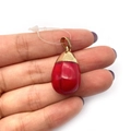 Waterdrop shaped red stone pendant with elegant gold plated bail for jewelry making - Red (Style 7)